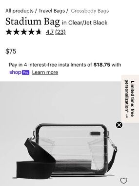 Away Clear Crossbody Bag with Jet Black Trim